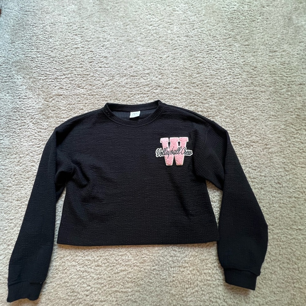 Zara Black Sweatshirt with Pink Lettering